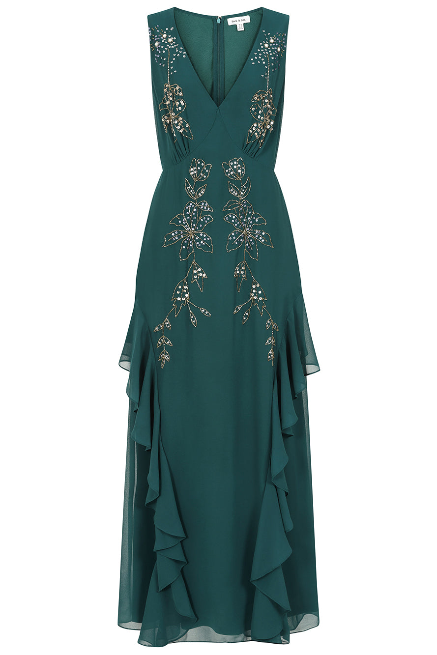 Hazel Green Floral Embellished Maxi Dress Frock and Frill Hazel Green Floral Embellished Maxi Dress Frock and Frill