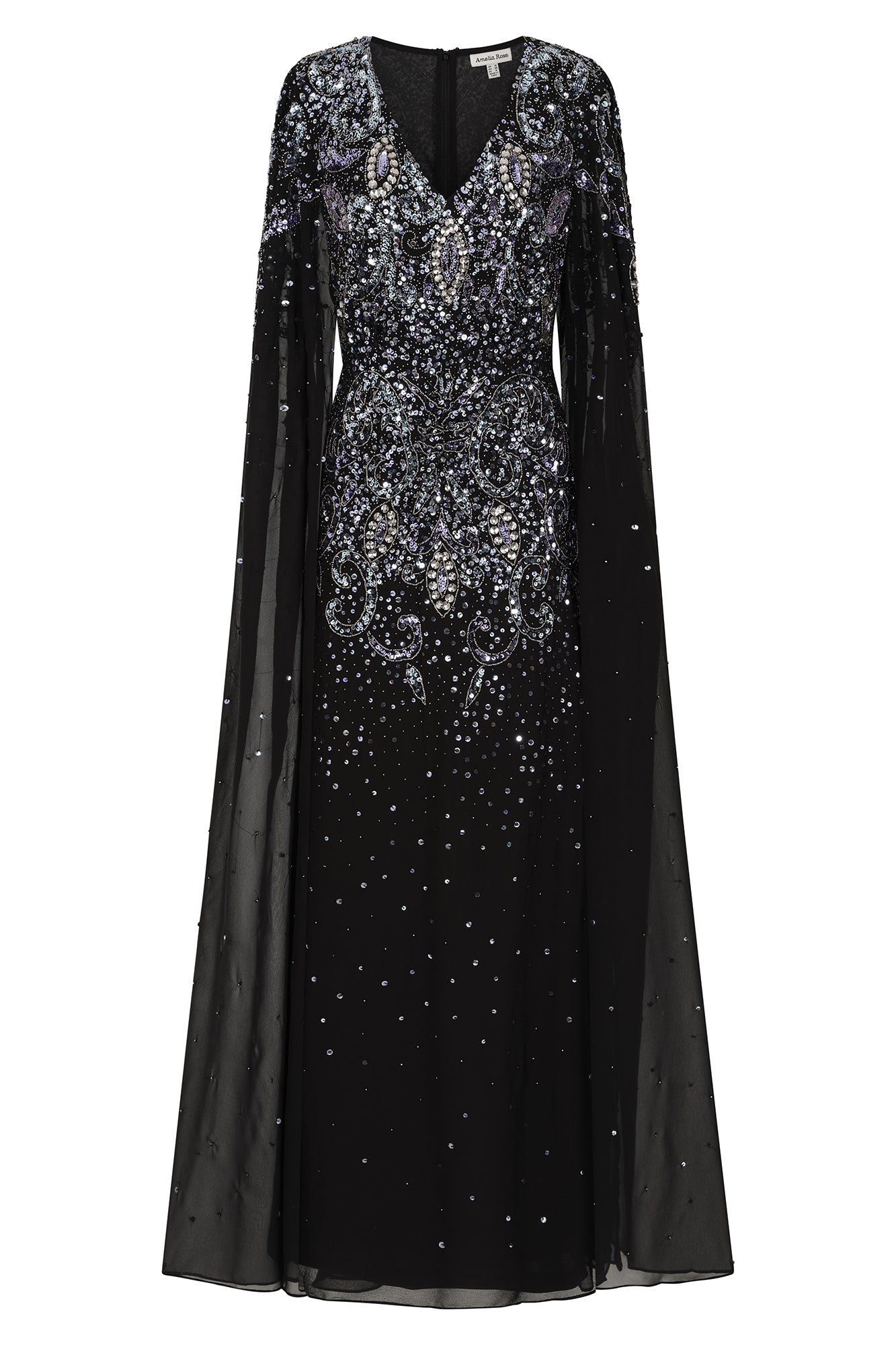 Henrietta Black Embellished Cape Sleeve Maxi Dress Frock and Frill Henrietta Black Embellished Cape Sleeve Maxi Dress Frock and Frill