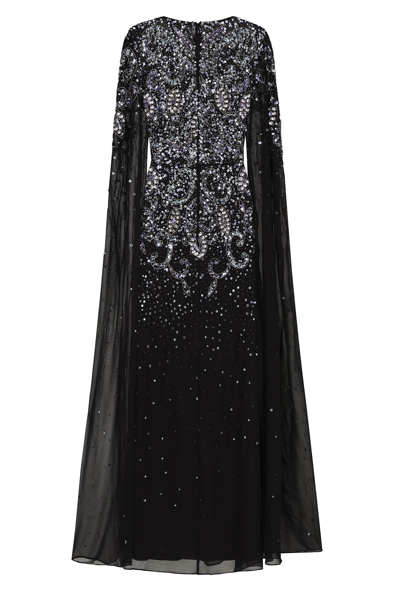 Henrietta Black Embellished Cape Sleeve Maxi Dress Frock and Frill Henrietta Black Embellished Cape Sleeve Maxi Dress Frock and Frill