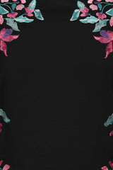 Hestia Black Embroidered Cape Sleeve Maxi Dress