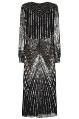 Hilda Black Sequin Midi Dress