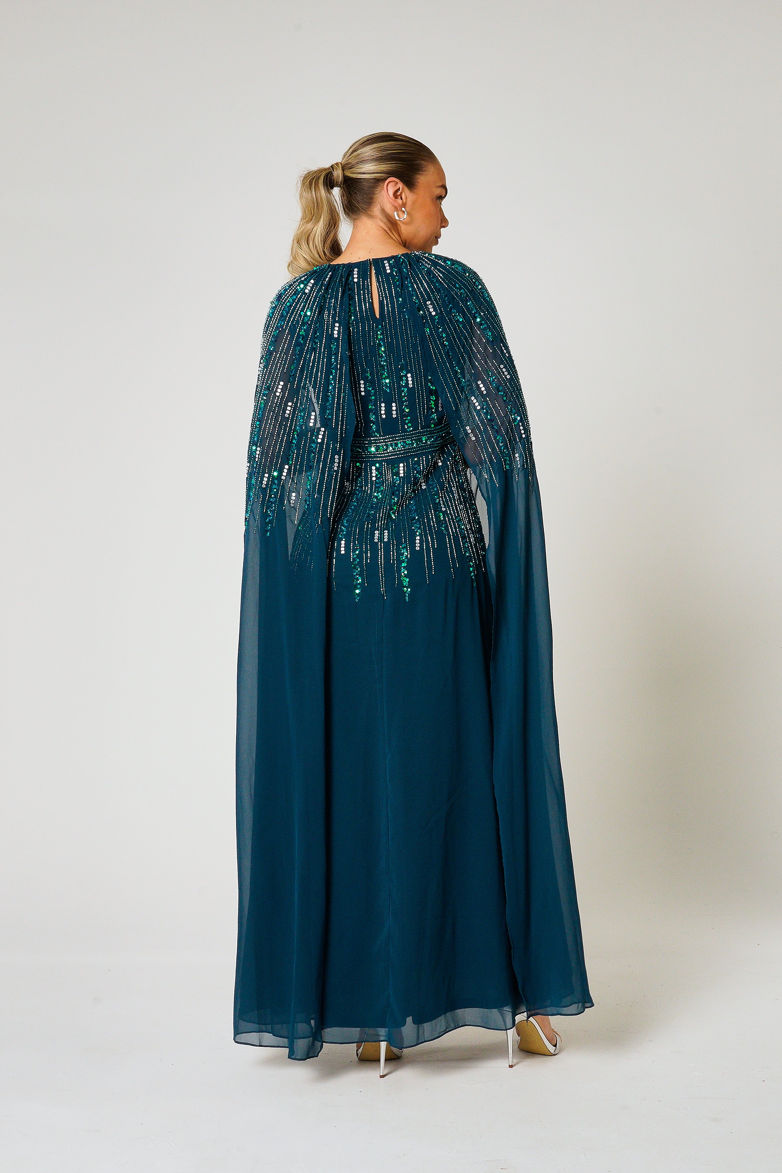 embellished cape maxi dress Buy Love & Roses Sage Green Embellished Cape Maxi Dress from Next USA