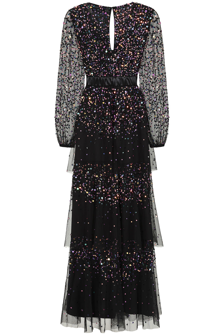 Iris Black Iridescent Sequin Maxi Dress