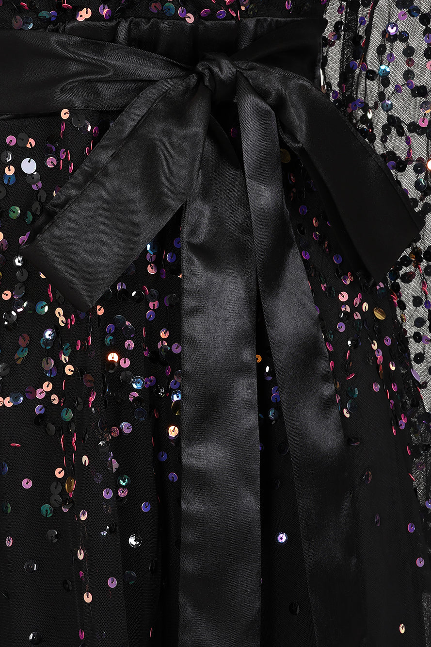 Iris Black Iridescent Sequin Maxi Dress Frock and Frill Iris Black Iridescent Sequin Maxi Dress Frock and Frill