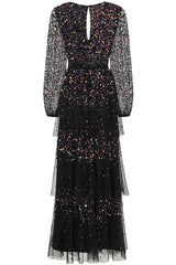 Iris Black Iridescent Sequin Maxi Dress