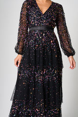 Iris Black Iridescent Sequin Maxi Dress