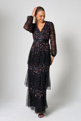 Iris Black Iridescent Sequin Maxi Dress