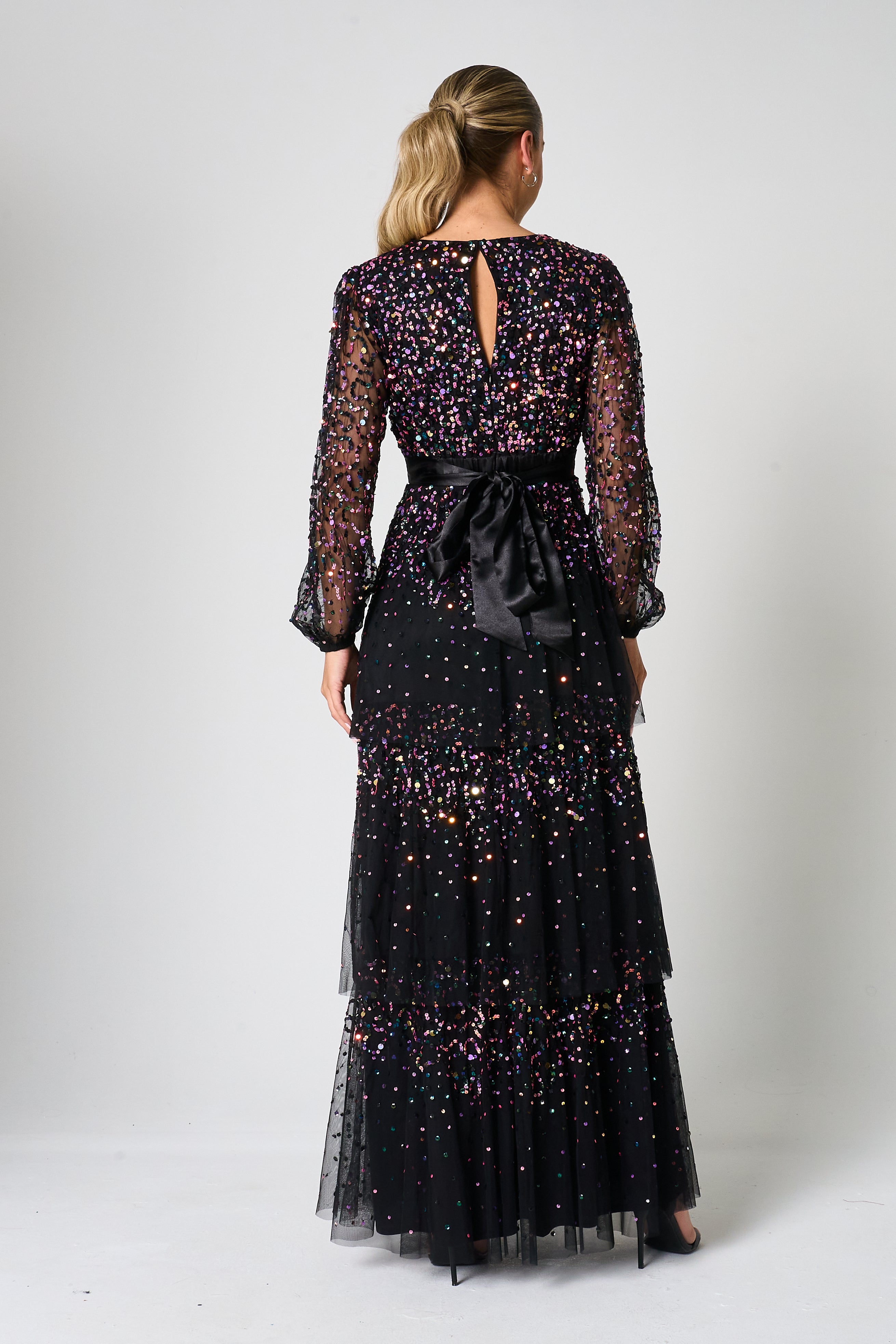 Iris Black Iridescent Sequin Maxi Dress