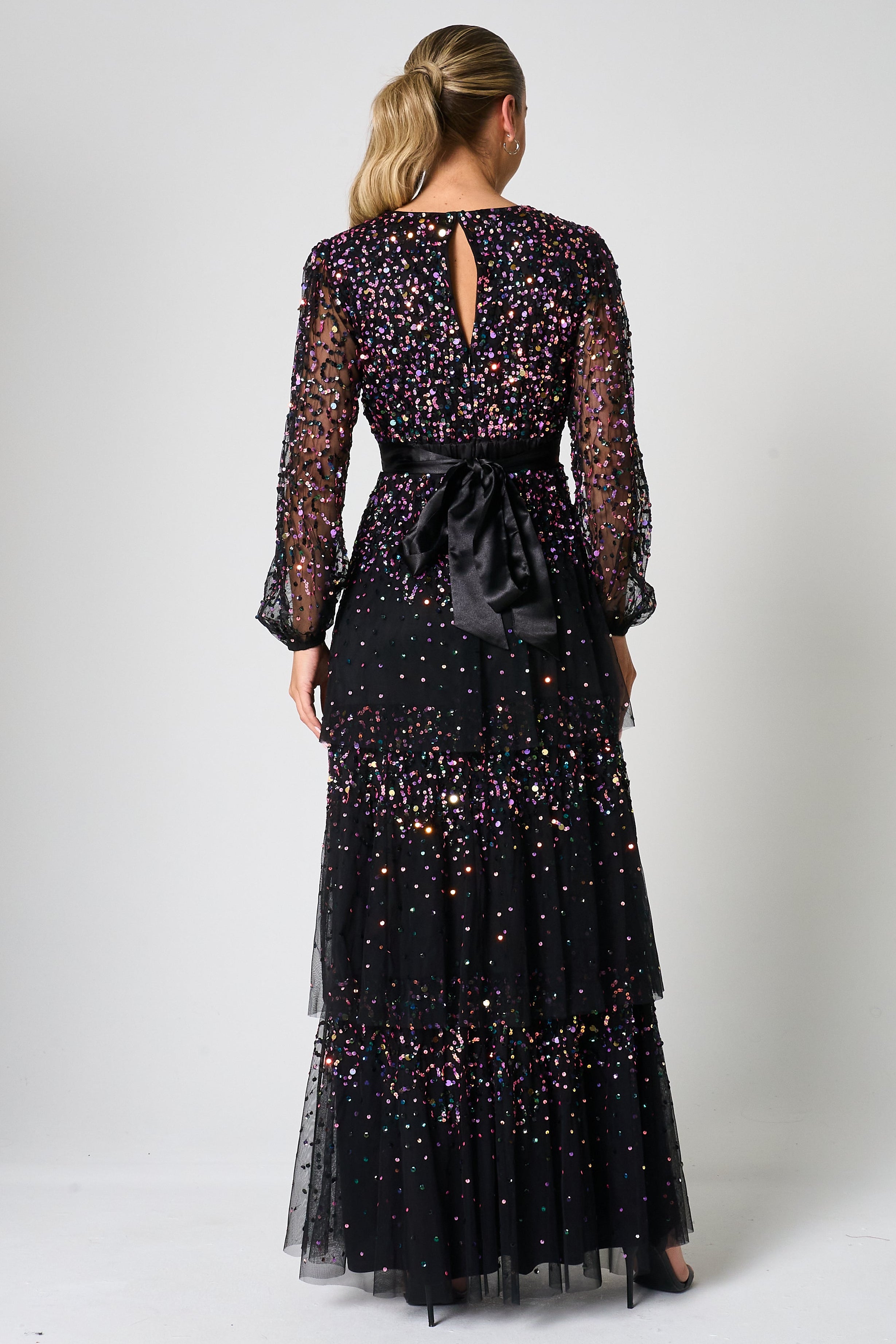 Iris Black Iridescent Sequin Maxi Dress Frock and Frill Iris Black Iridescent Sequin Maxi Dress Frock and Frill