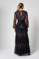 Iris Black Iridescent Sequin Maxi Dress