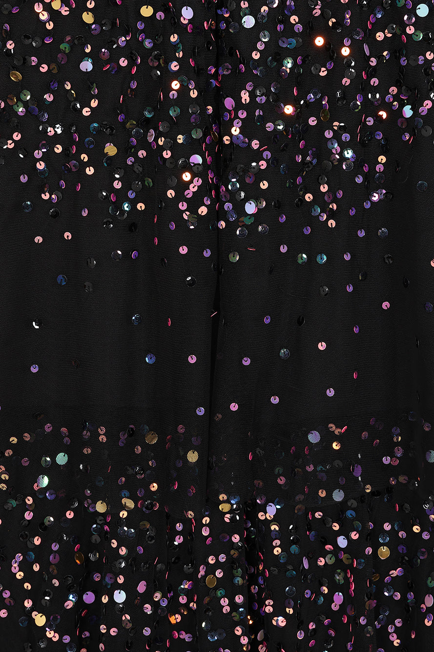 Iris Black Iridescent Sequin Maxi Dress Frock and Frill Iris Black Iridescent Sequin Maxi Dress Frock and Frill
