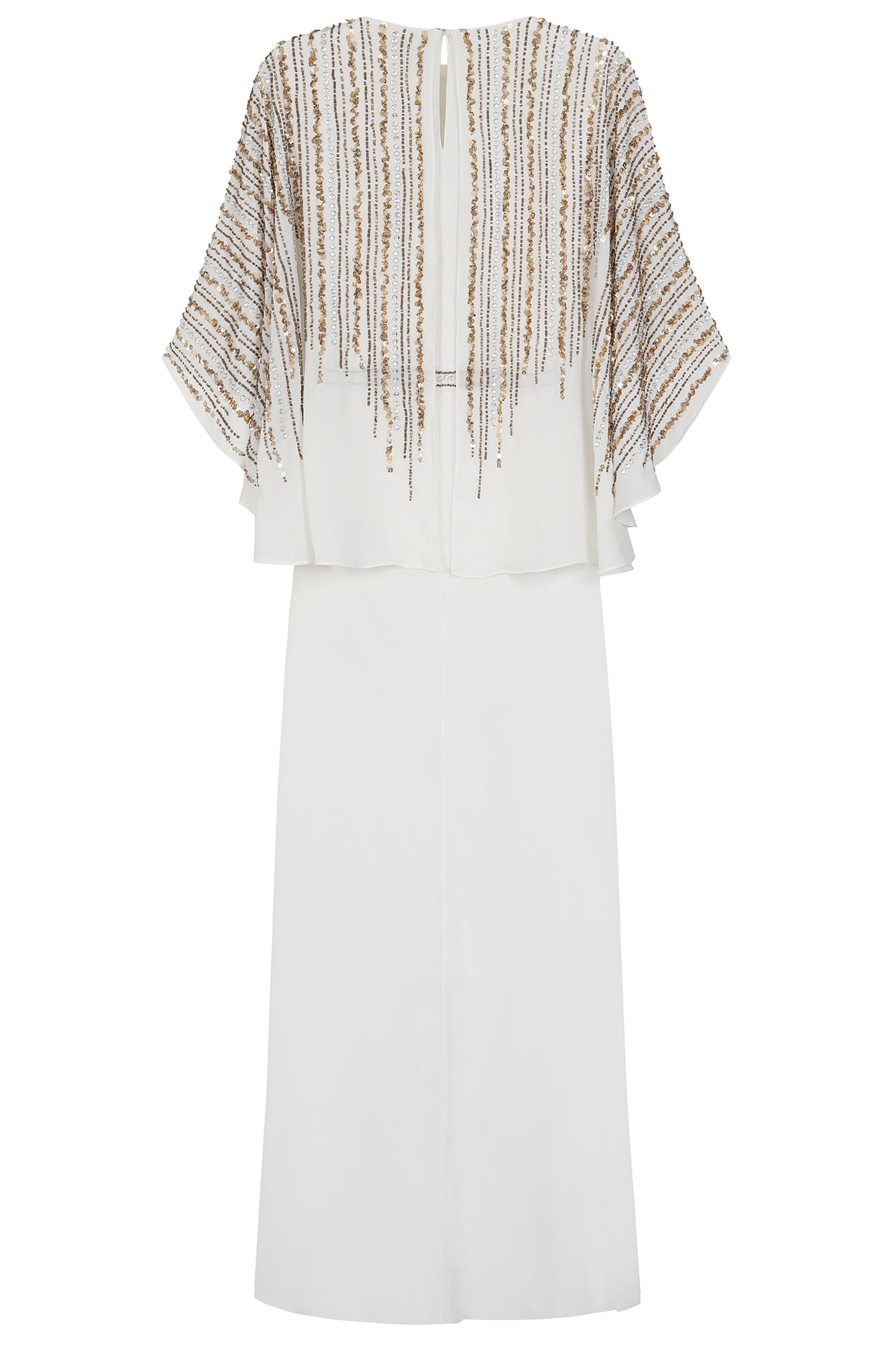 Jacqueline Embellished Cape Sleeve Maxi Dress - White