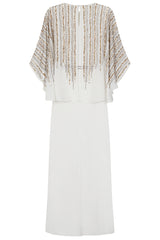 Jacqueline Embellished Cape Sleeve Maxi Dress - White