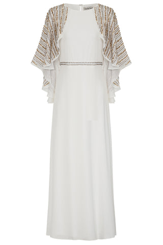 Kezia Pink Embellished Cape Sleeve Maxi Dress