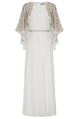 Jacqueline Embellished Cape Sleeve Maxi Dress - White