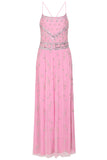 Jae Pink Strappy Back Maxi Dress with Floral Embellishment