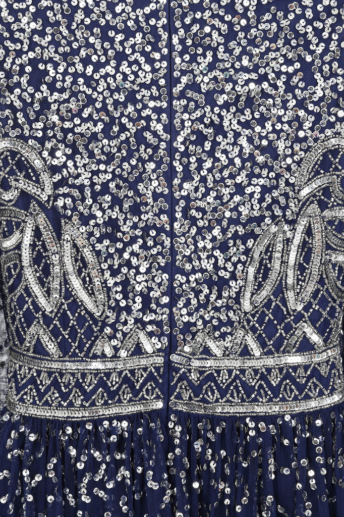 Jeanne Navy Embellished Midi Dress