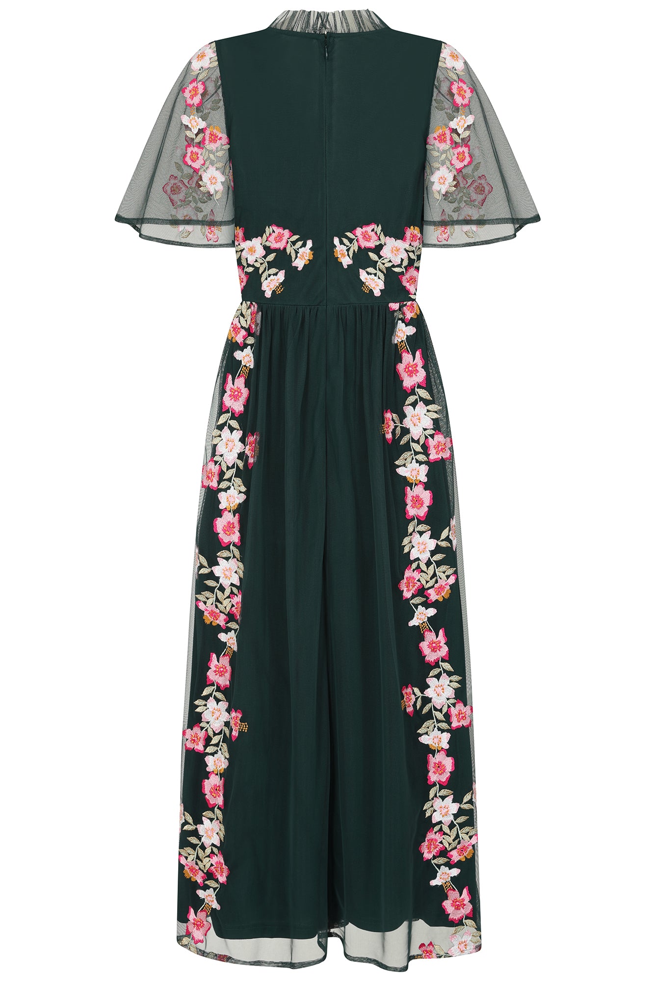Jelena Green Floral Embroidered Midi Dress