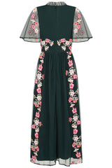 Jelena Green Floral Embroidered Midi Dress