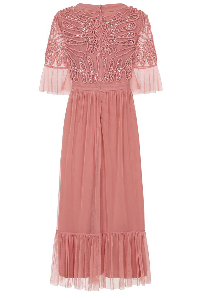 Jenna Cornelli Sequin Midi Dress - Rose Tan