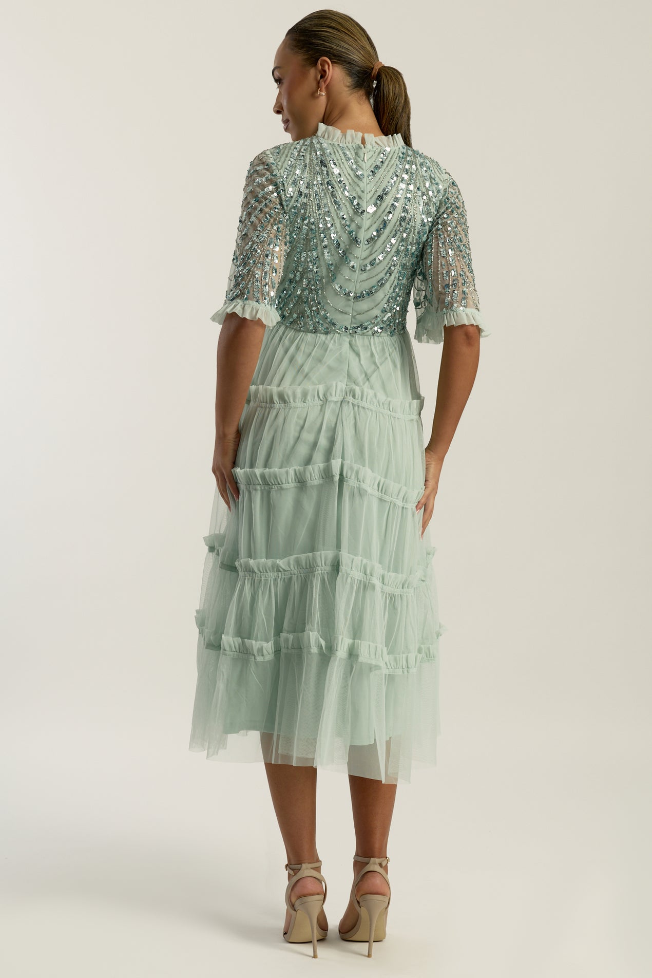 green emerald velvet dress Jluxlabel | Aqua La Lune Drape Midi Dress