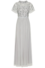 Joanne Vapor Grey Embellished Maxi Dress