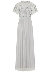 Joanne Vapor Grey Embellished Maxi Dress