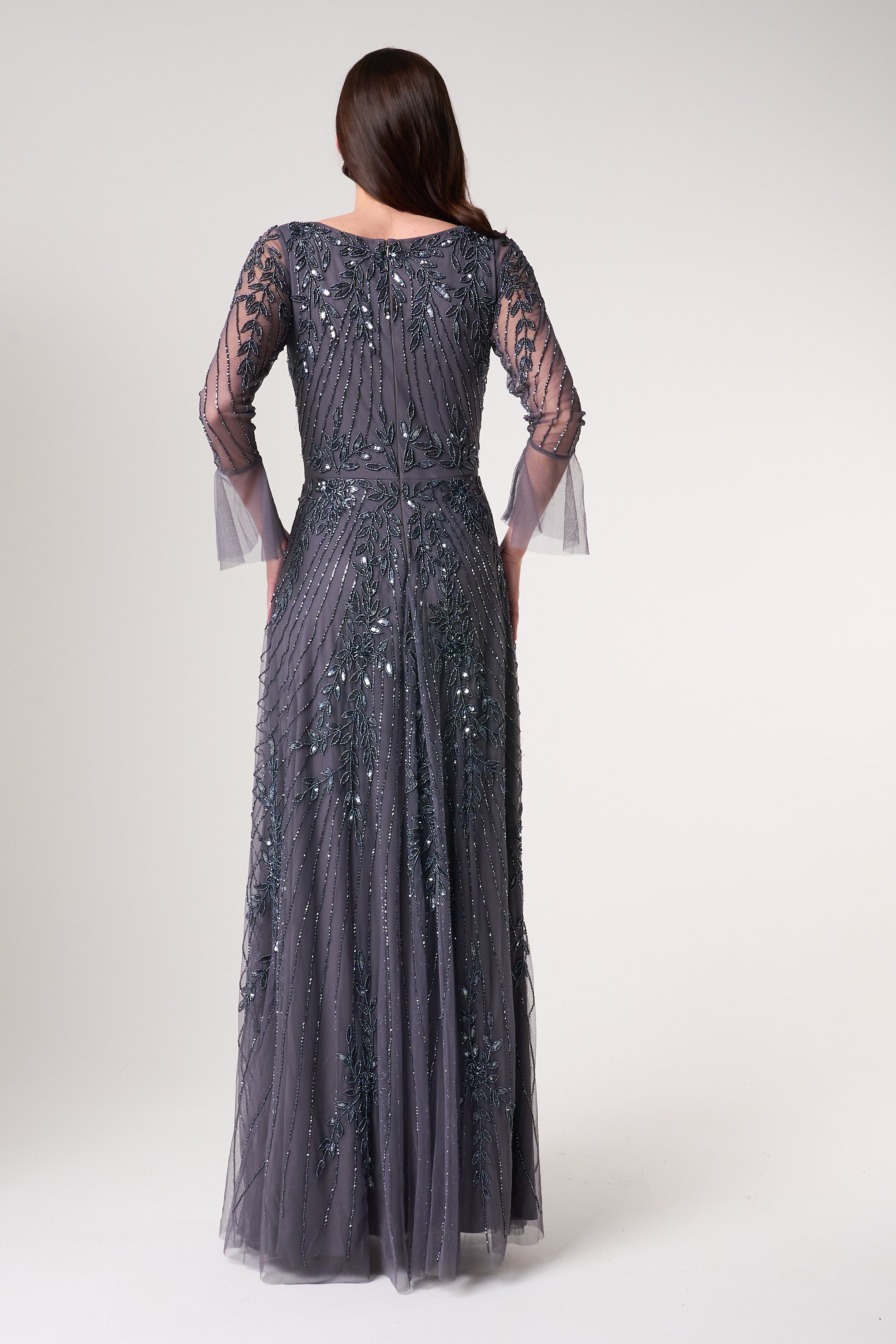 Jora Charcoal Embellished Maxi Dress