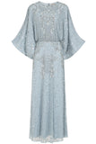Judith Blue Embellished Maxi Dress with Batwing Sleeves