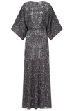 Judith Charcoal Embellished Maxi Dress with Batwing Sleeves