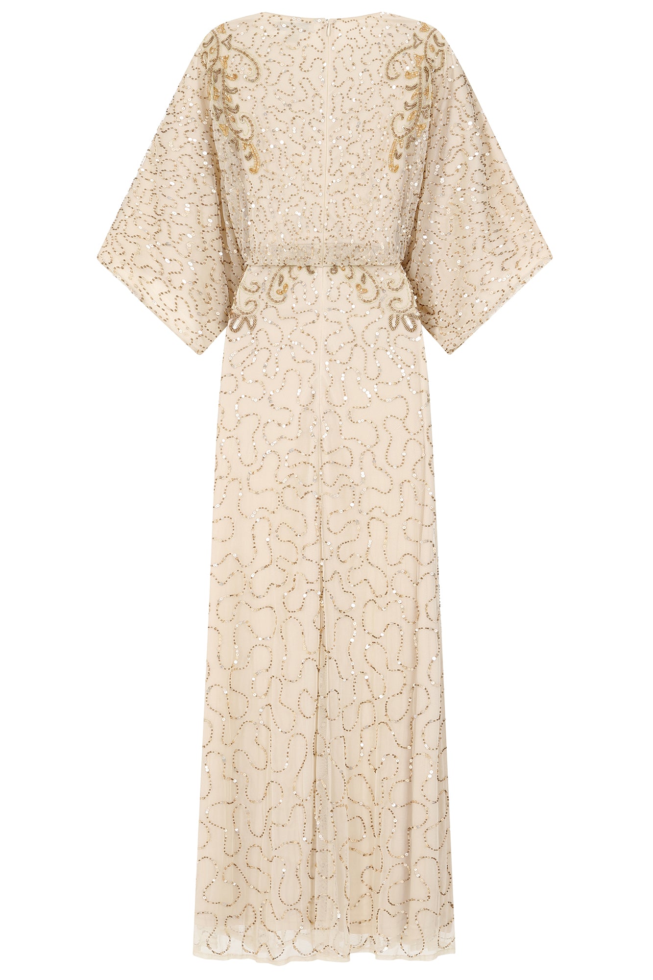 Judith Embellished Maxi Dress with Batwing Sleeves - Cream