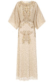 Judith Cream Embellished Maxi Dress with Batwing Sleeves