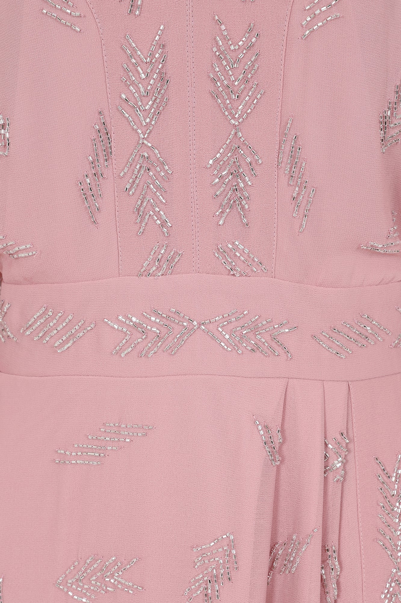 Julia Blush Embellished Midaxi Dress with Oversized Sleeves 