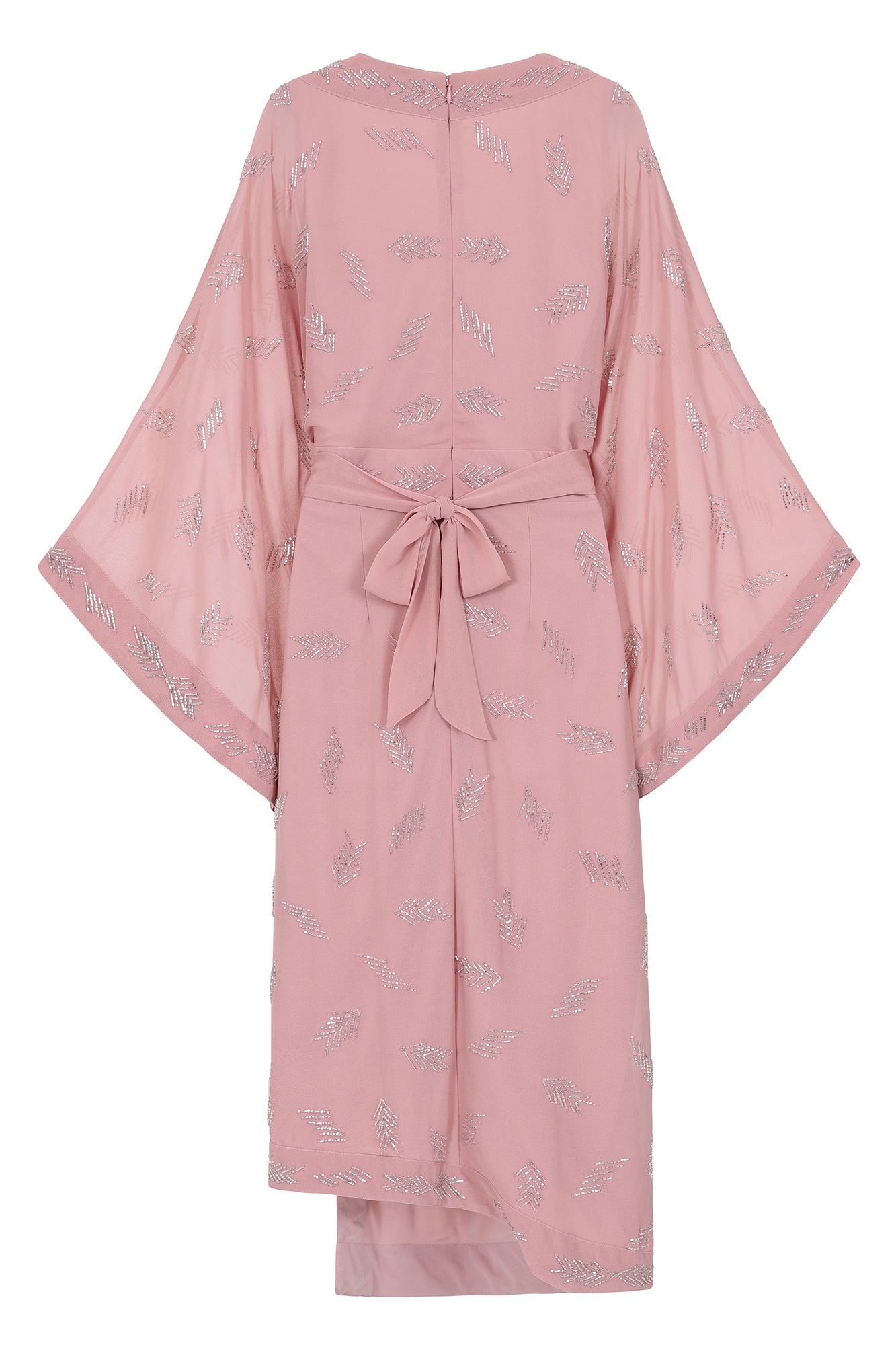 Julia Blush Embellished Midaxi Dress with Oversized Sleeves 