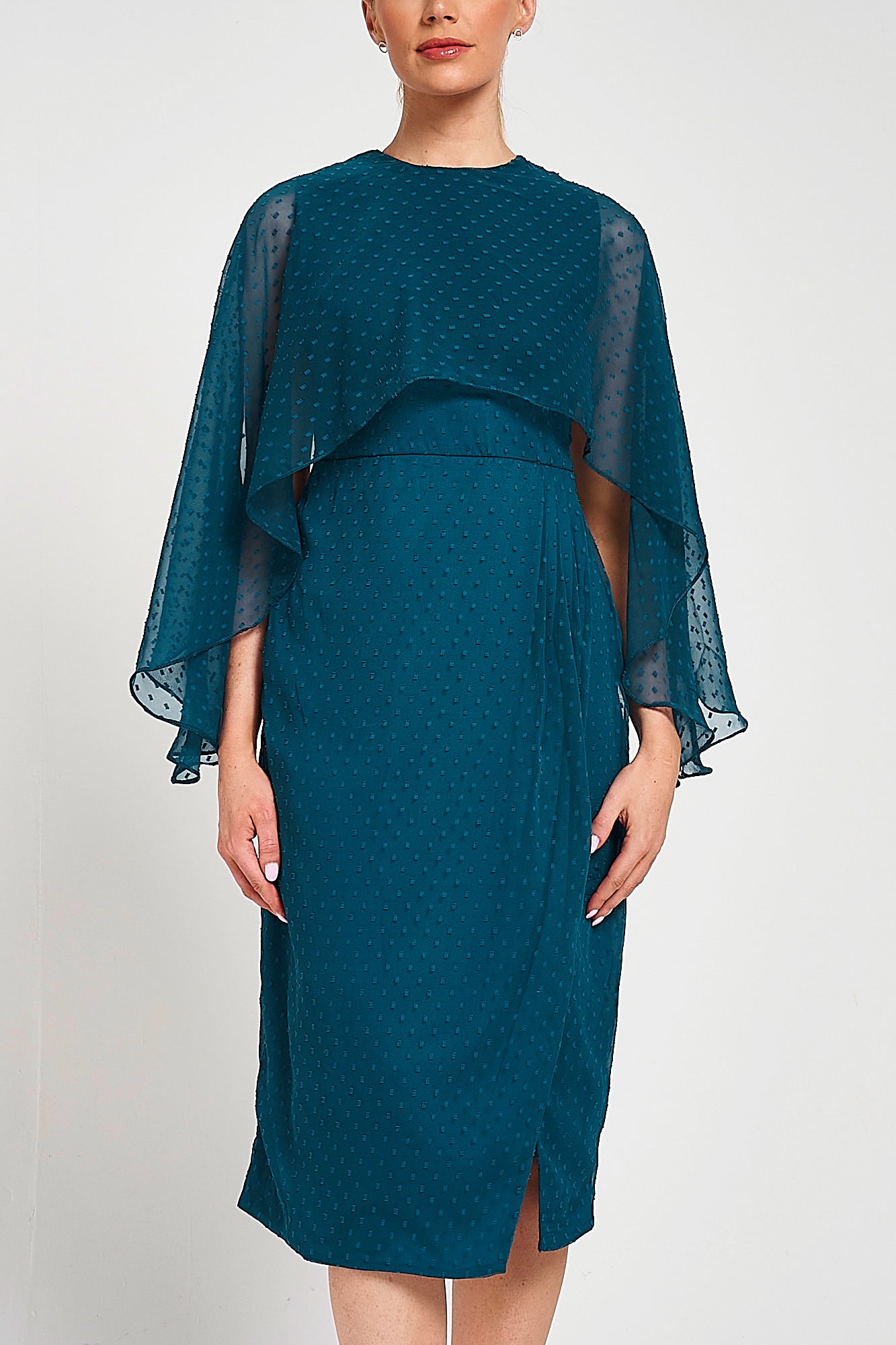 Juliet Blue Cape Detail Midi Dress