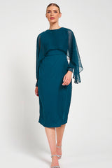 Juliet Blue Cape Detail Midi Dress