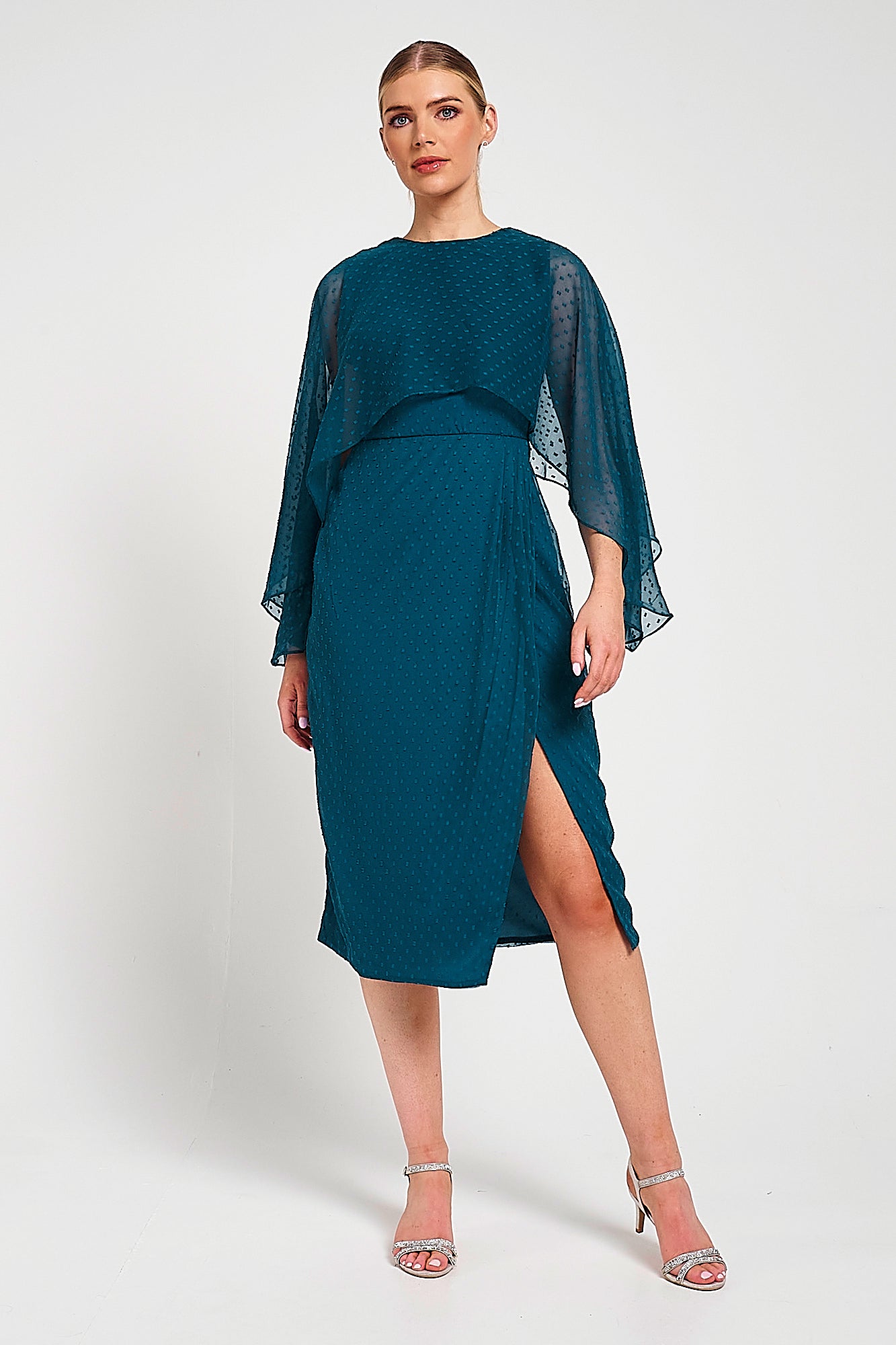 Juliet Blue Cape Detail Midi Dress