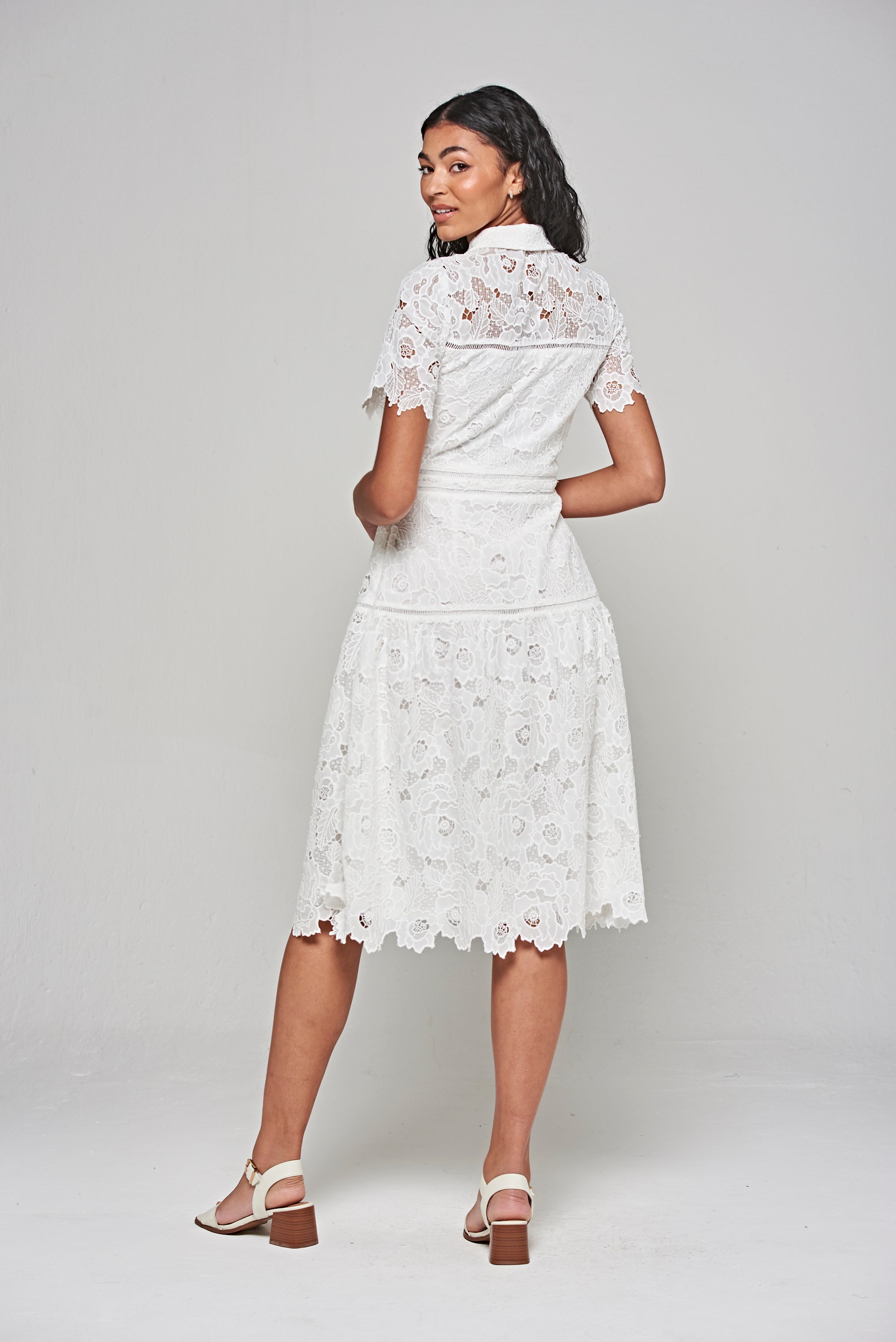 Kalina White Lace Shirt Dress 