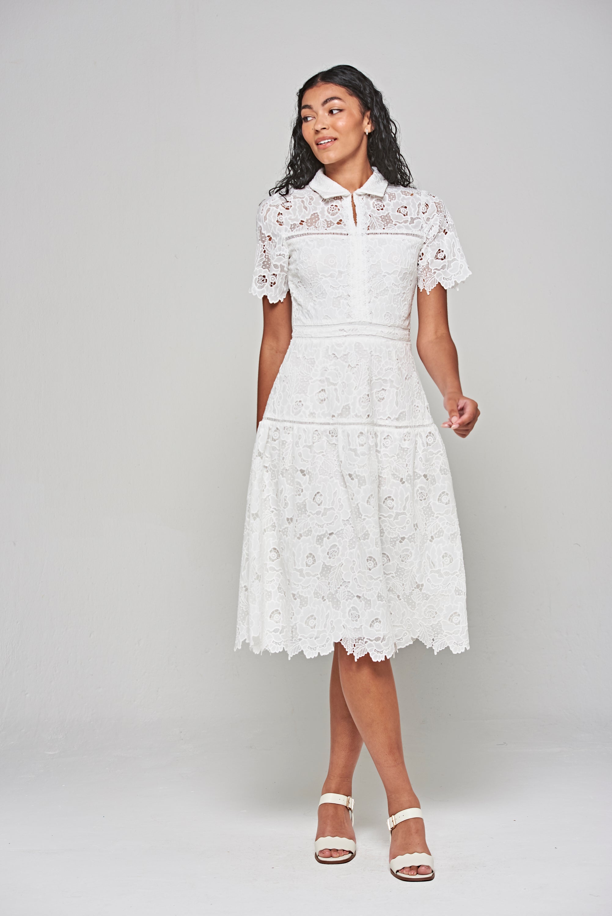 Kalina White Lace Shirt Dress 