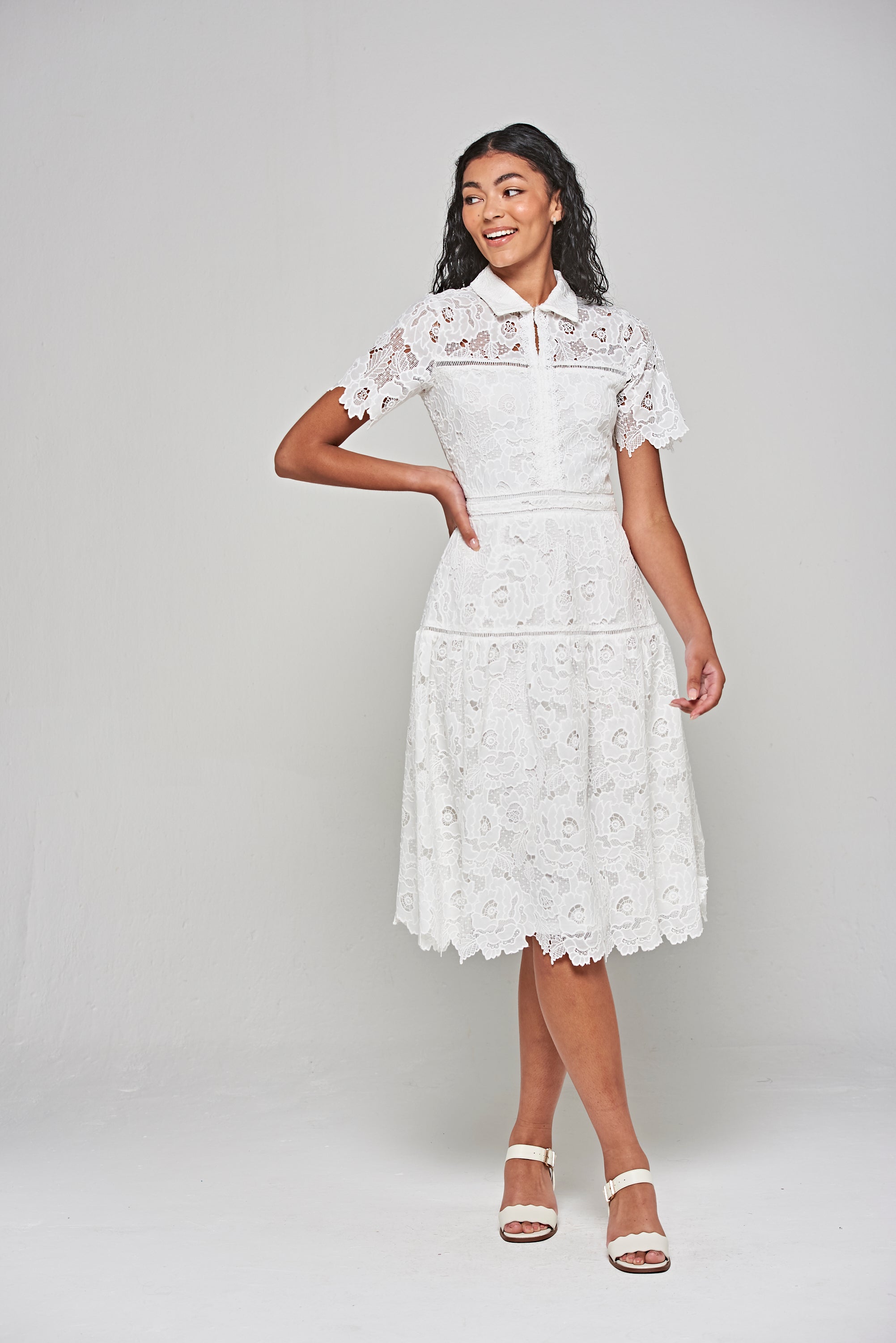 Kalina White Lace Shirt Dress 