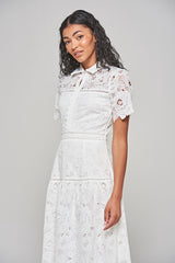 Kalina White Lace Shirt Dress 