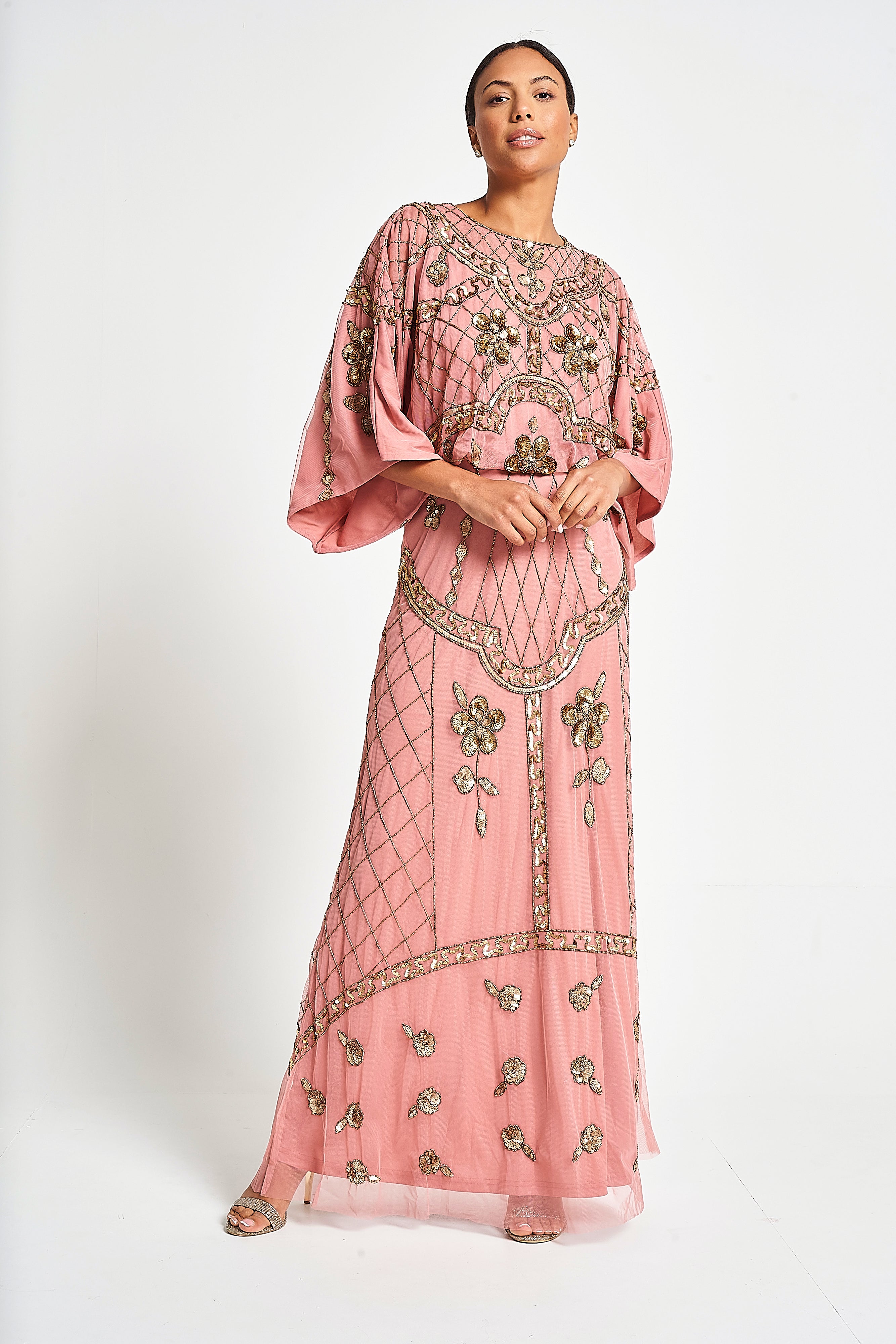 Kassia Blush Embellished Maxi Dress