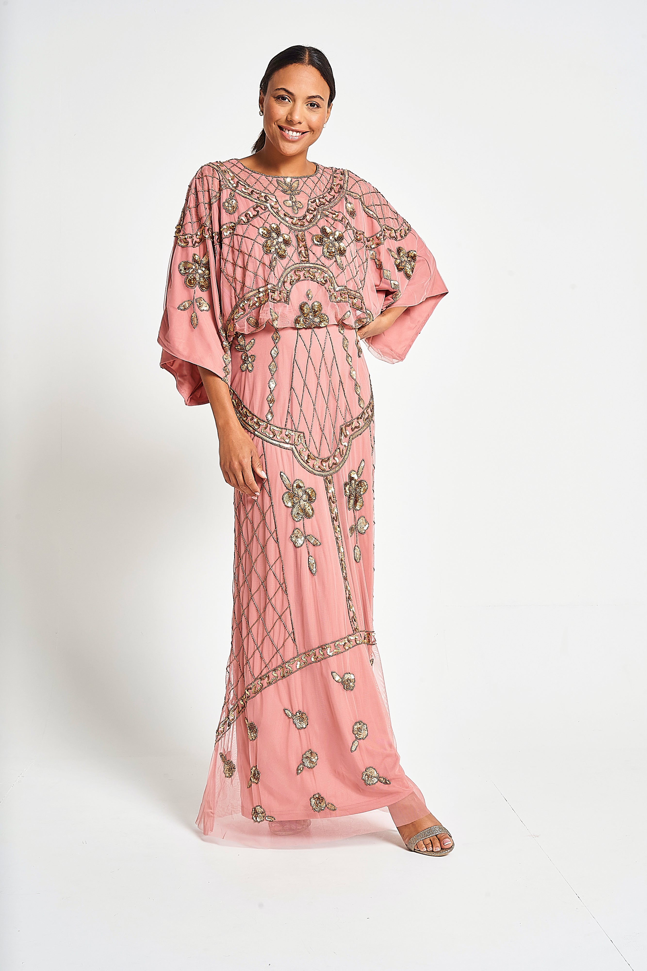 Kassia Blush Embellished Maxi Dress