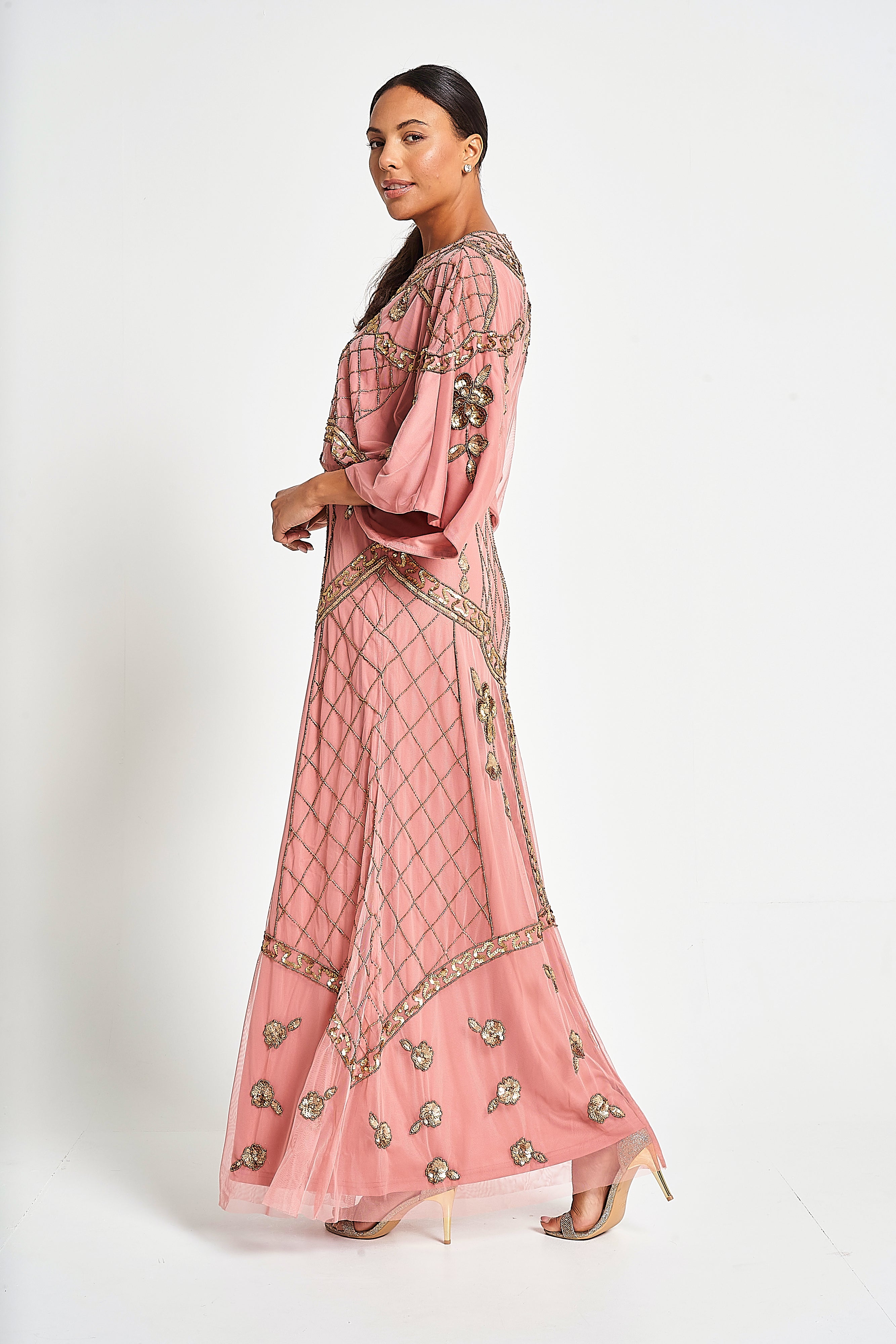 Kassia Blush Embellished Maxi Dress