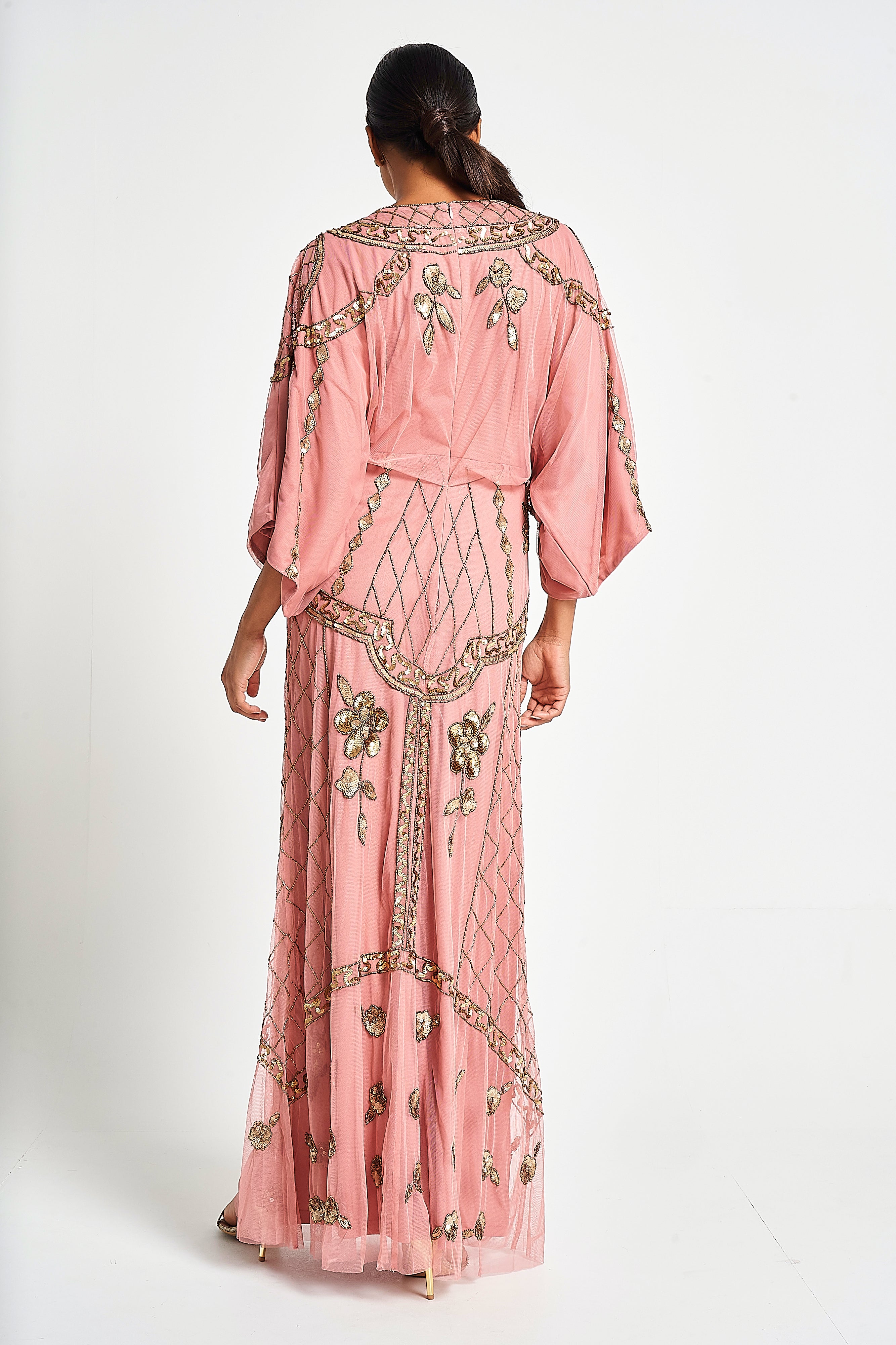 Kassia Blush Embellished Maxi Dress