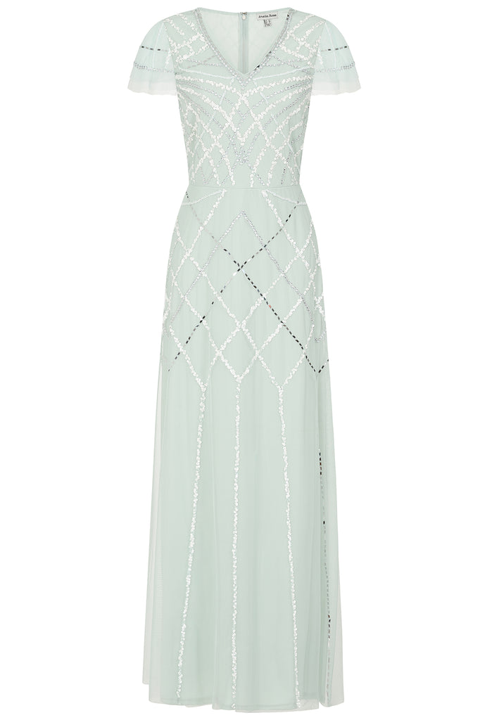 Kathryn Sequin Maxi Dress - Aqua Green