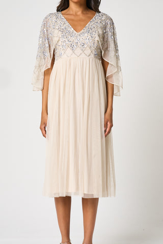 Kathryn Nude Sequin Midi Dress – Frock and Frill