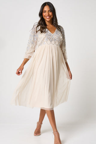 Kathryn Nude Sequin Midi Dress – Frock and Frill