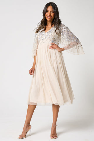 Kathryn Nude Sequin Midi Dress – Frock and Frill
