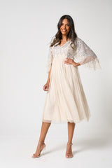 Kathryn Nude Sequin Midi Dress